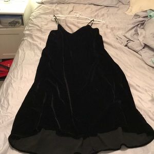 Velvet black midi cami dress